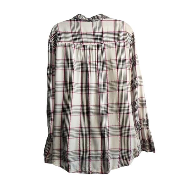 C Est. 1946 Women's Button Down Shirt Plaid Metallic Thread Flare Cuff Sz 18/20W - Picture 2 of 9